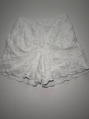ESQUALO White Embroidered High-Waist Shorts